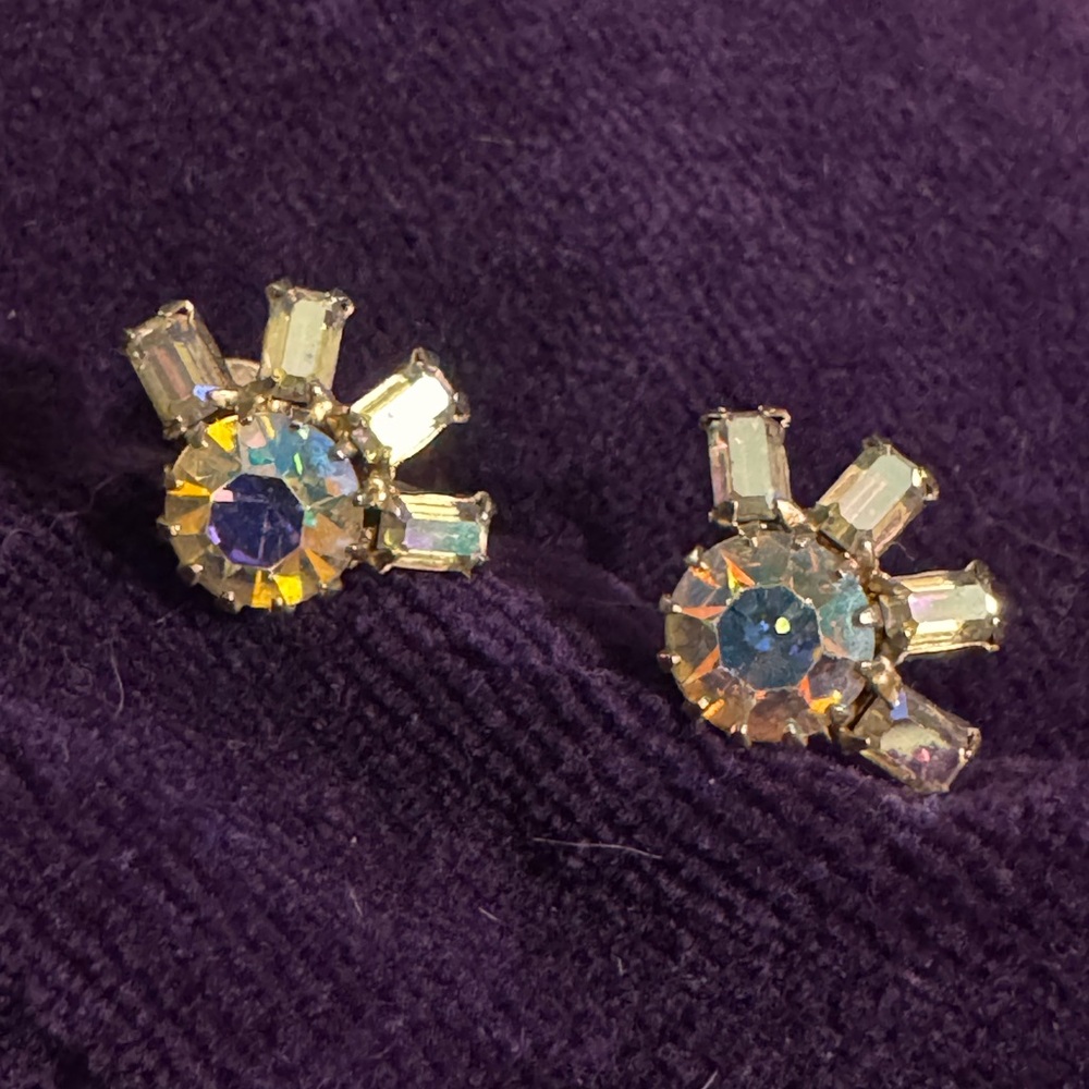 Vintage 1950s signed Continental rhinestone earrings